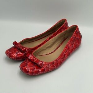 Kate Spade Red Crocodile Parent Pearl Flats Slip On Sz 6.5 Shoes
